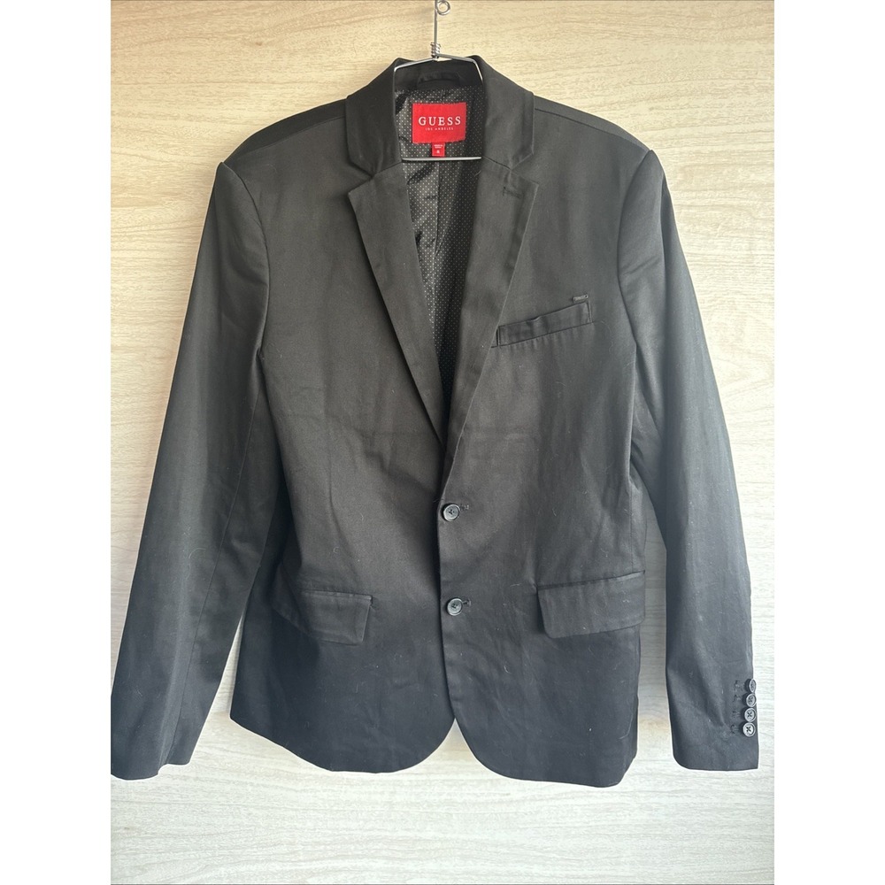Mens Black Guess Los Angeles Blazer Sz Med 2 Button